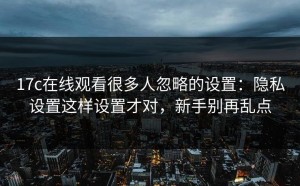 17c在线观看很多人忽略的设置：隐私设置这样设置才对，新手别再乱点