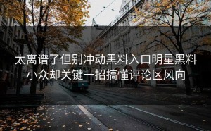 太离谱了但别冲动黑料入口明星黑料小众却关键一招搞懂评论区风向