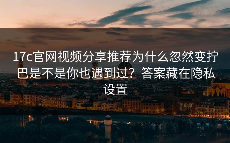 17c官网视频分享推荐为什么忽然变拧巴是不是你也遇到过？答案藏在隐私设置