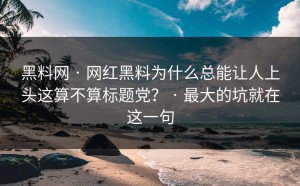 黑料网 · 网红黑料为什么总能让人上头这算不算标题党？ · 最大的坑就在这一句
