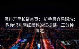 黑料万里长征首页： 新手最容易踩坑：教你识别网红黑料的证据链，三分钟搞定
