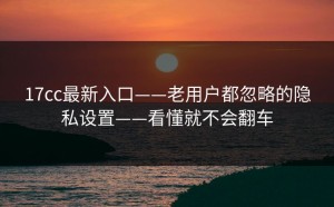 17cc最新入口——老用户都忽略的隐私设置——看懂就不会翻车