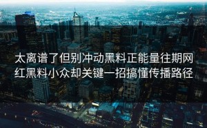 太离谱了但别冲动黑料正能量往期网红黑料小众却关键一招搞懂传播路径