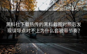 黑料社下载热传的黑料截图对照后发现误导点对不上为什么会被带节奏？