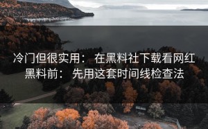 冷门但很实用： 在黑料社下载看网红黑料前： 先用这套时间线检查法
