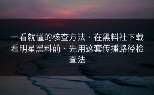 一看就懂的核查方法 · 在黑料社下载看明星黑料前 · 先用这套传播路径检查法