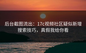 后台截图流出：17c视频社区疑似新增搜索技巧，真假我给你看