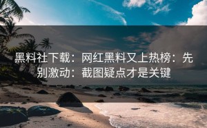 黑料社下载：网红黑料又上热榜：先别激动：截图疑点才是关键