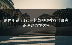 别再用错了17c一起草视频教程收藏夹正确姿势在这里