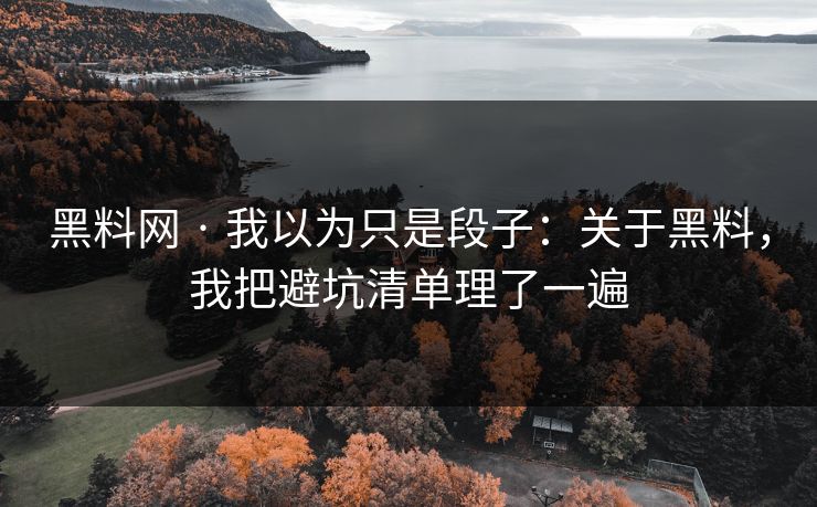 黑料网 · 我以为只是段子：关于黑料，我把避坑清单理了一遍