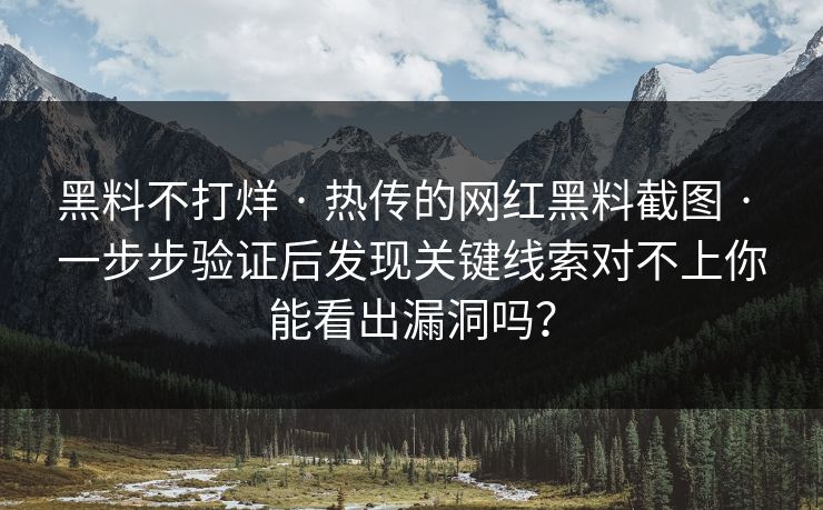 黑料不打烊 · 热传的网红黑料截图 · 一步步验证后发现关键线索对不上你能看出漏洞吗？